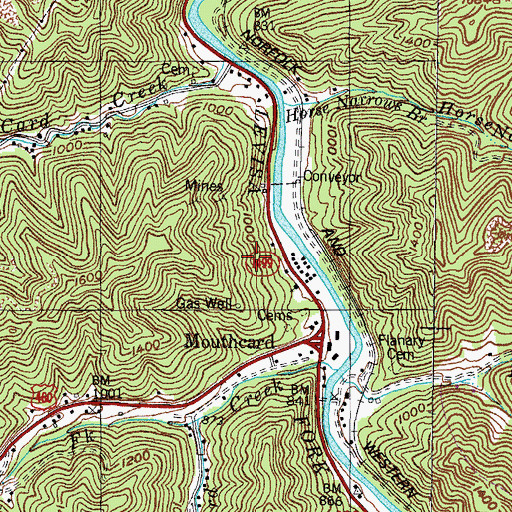 Topographic Map of Mouthcard School (historical), KY