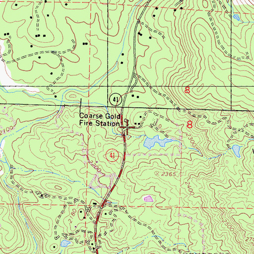 Topographic Map of Coarse Gold Fire Station, CA