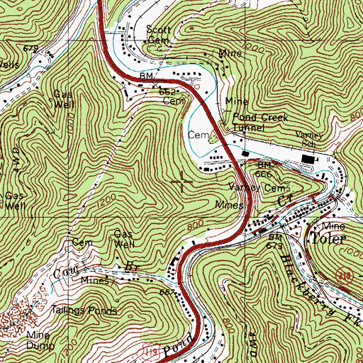 Topographic Map of Oranoco Mine (historical), KY