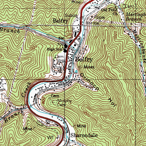 Topographic Map of Oranoco Railroad Station (historical), KY