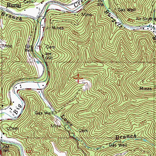 Topographic Map of Orrison Lowe Branch Number 2 Cemetery, KY