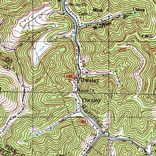 Topographic Map of Owsley Post Office (historical), KY