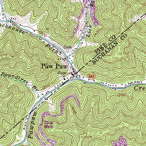 Topographic Map of Paw Paw Post Office (historical), KY