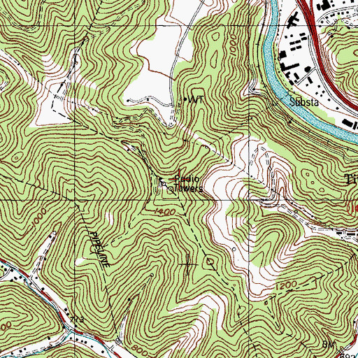 Topographic Map of Peach Orchard Mountain, KY
