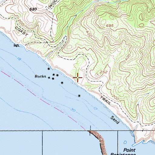 Topographic Map of Coast Trail, CA