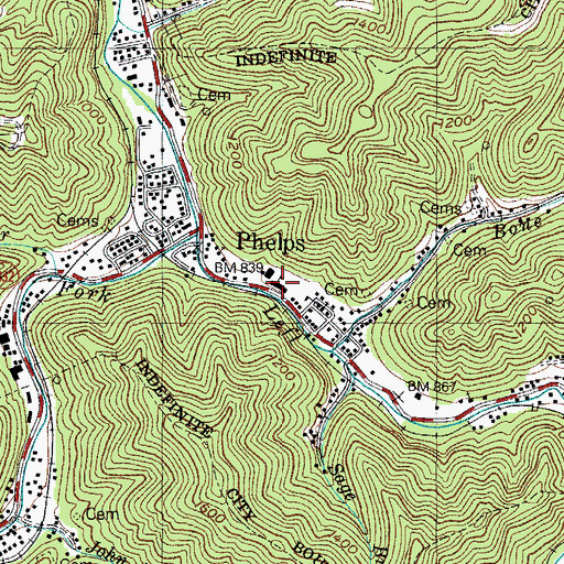 Topographic Map of Phelps High School, KY