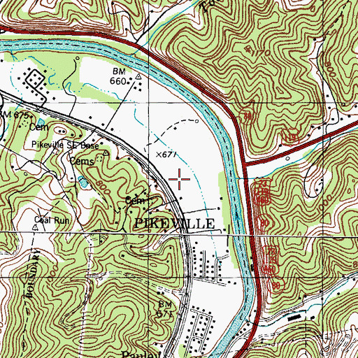 Topographic Map of Pikeville Airfield (historical), KY