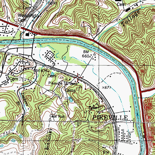 Topographic Map of Pikeville Post Office, KY
