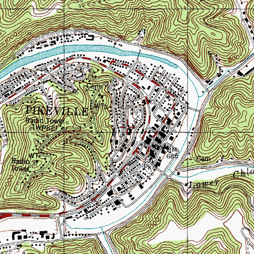 Topographic Map of Pikeville School of Osteopathic Medicine, KY