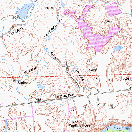 Topographic Map of Collins Lateral, CA
