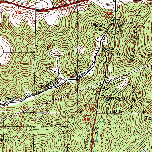 Topographic Map of Ratcliff Creek Church, KY