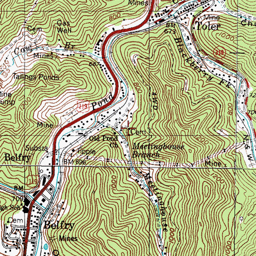 Topographic Map of Runyon Cemetery, KY