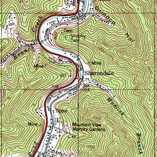 Topographic Map of Sharondale Post Office (historical), KY