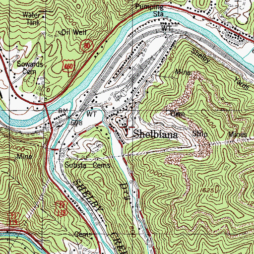 Topographic Map of Shelbiana School (historical), KY