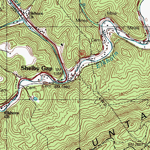 Topographic Map of Shelby Gap Railroad Station (historical), KY