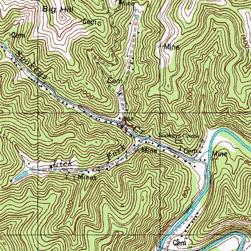 Topographic Map of Sookeys Creek School (historical), KY