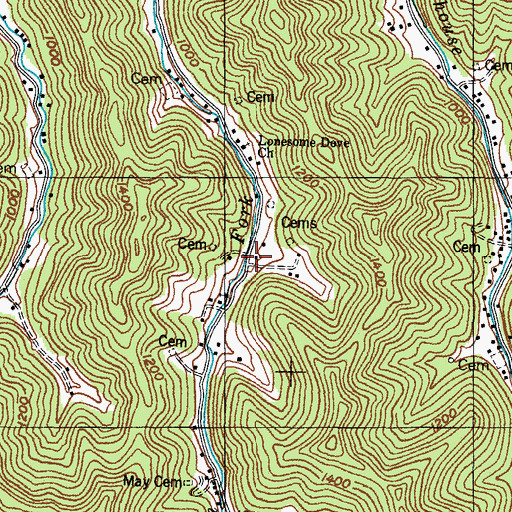 Topographic Map of Stratton Fork School, KY