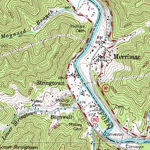 Topographic Map of Stringtown School (historical), KY