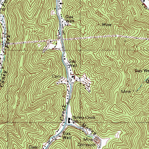 Topographic Map of Turkey Branch School (historical), KY