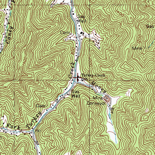 Topographic Map of Turkey Creek Consolidated School, KY