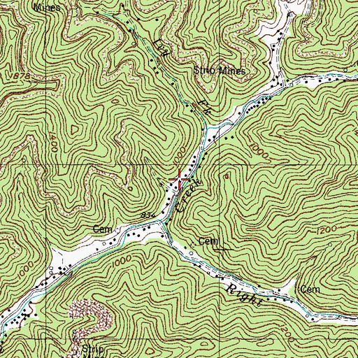 Topographic Map of Upper Chloe Creek School (historical), KY