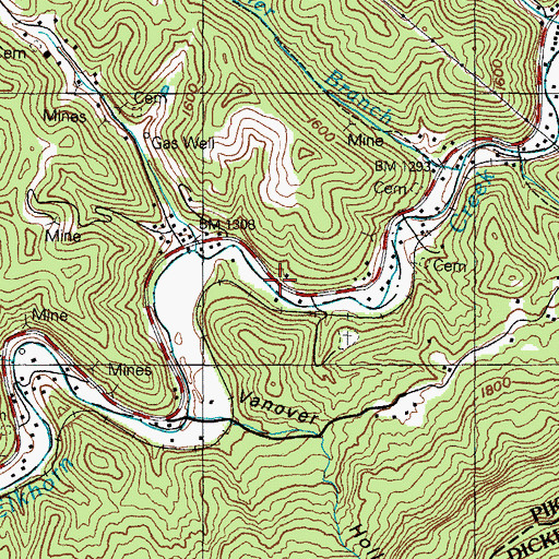 Topographic Map of Upper Elkhorn Creek School (historical), KY
