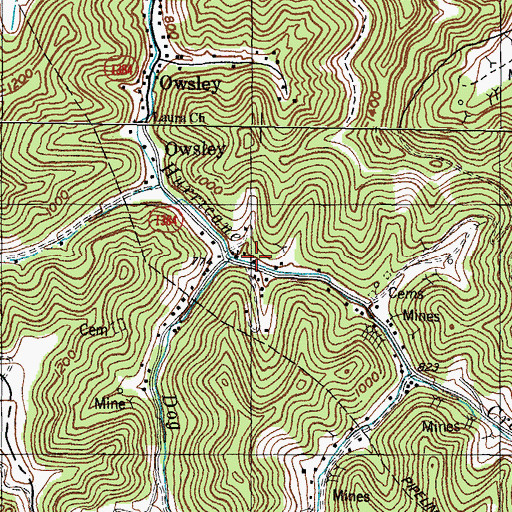 Topographic Map of Upper Hurricane, KY