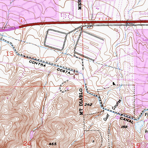 Topographic Map of Contra Costa Canal, CA