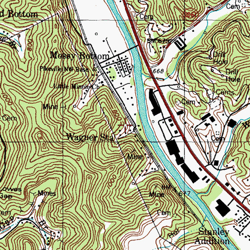 Topographic Map of Wagoner (historical), KY