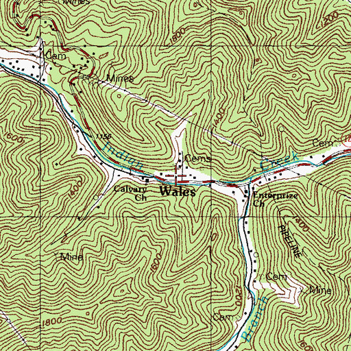 Topographic Map of Wales Post Office (historical), KY