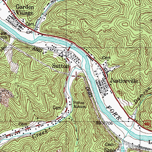 Topographic Map of Ward Siding, KY
