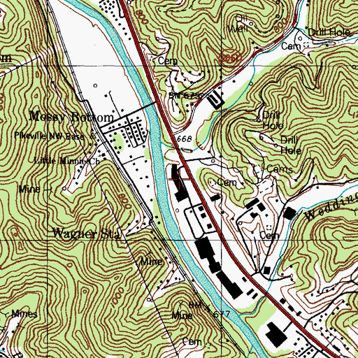Topographic Map of Wedding Square Shopping Center, KY