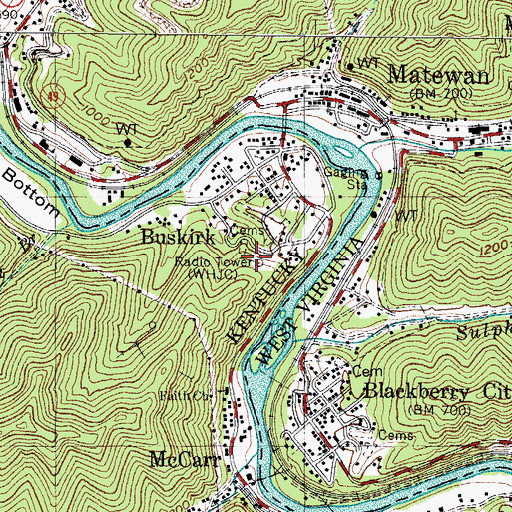 Topographic Map of WHJC Radio Tower, KY