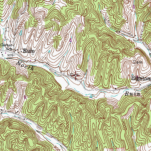 Topographic Map of Carter Cemetery, KY