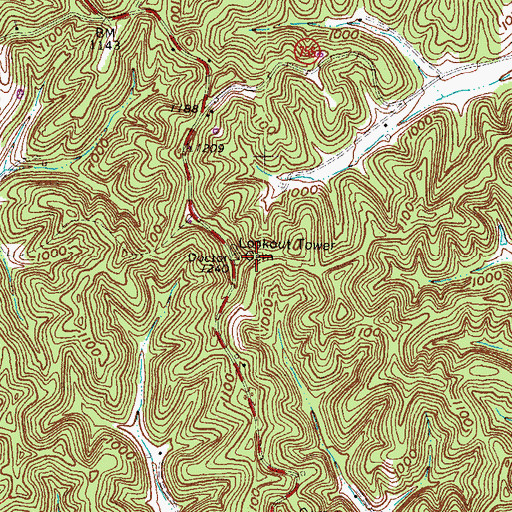 Topographic Map of Click Cemetery, KY