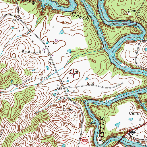 Topographic Map of Flannery Cemetery, KY