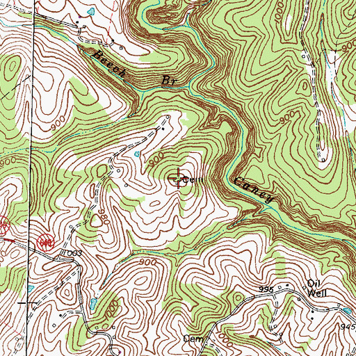 Topographic Map of Mock Cemetery, KY