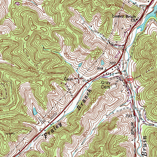 Topographic Map of Rose Cemetery (historical), KY
