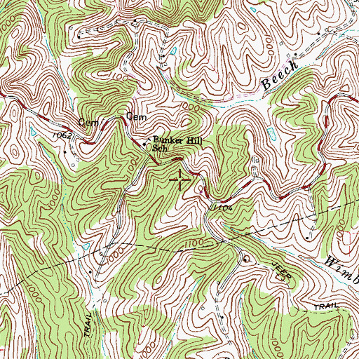 Topographic Map of Thompson Cemetery, KY