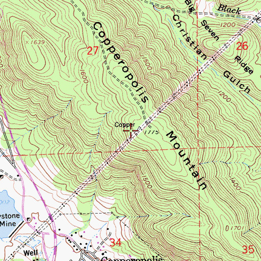 Topographic Map of Copperopolis Mountain, CA