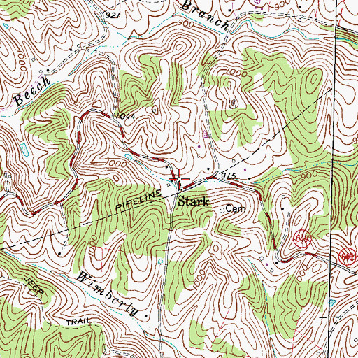 Topographic Map of Stark Methodist Church, KY