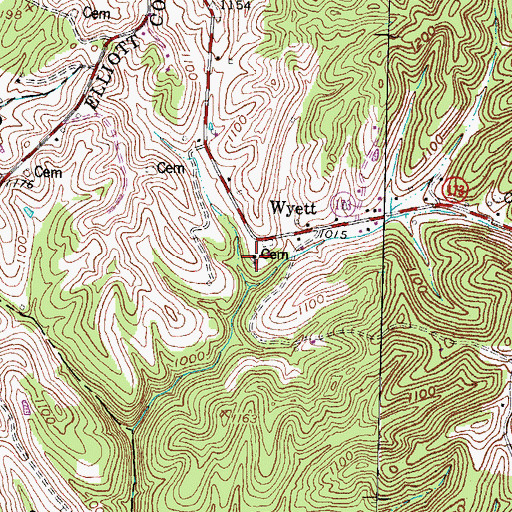Topographic Map of Wyett Church of Jesus Christ, KY