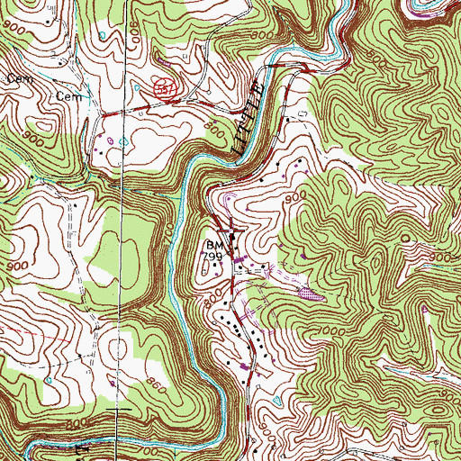 Topographic Map of Vansant's Mill (historical), KY
