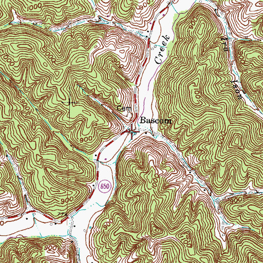 Topographic Map of Bascom Post Office (historical), KY