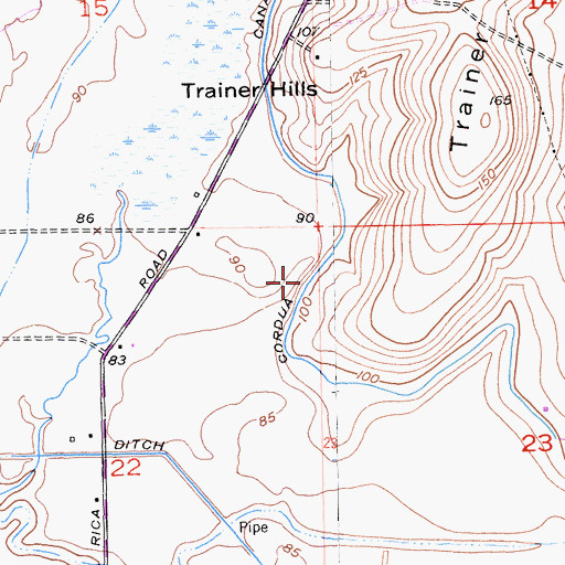 Topographic Map of Cordua Canal, CA
