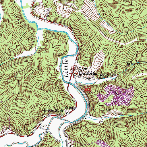 Topographic Map of Dobbins Post Office (historical), KY