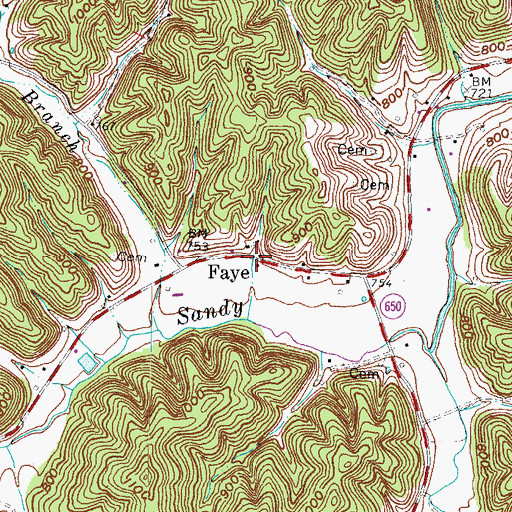 Topographic Map of Faye Post Office (historical), KY