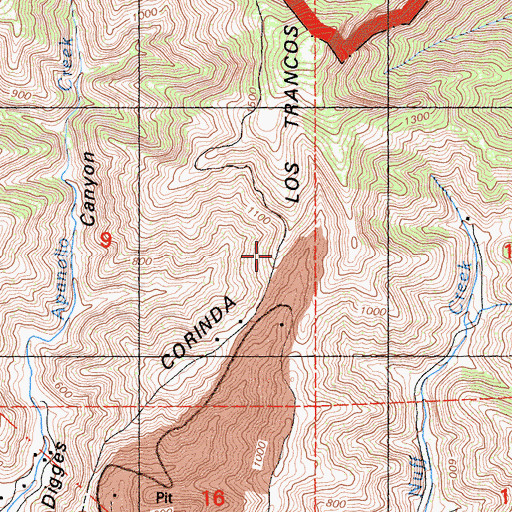 Topographic Map of Corinda Los Trancos, CA