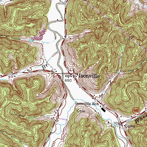 Topographic Map of Isonville Post Office (historical), KY