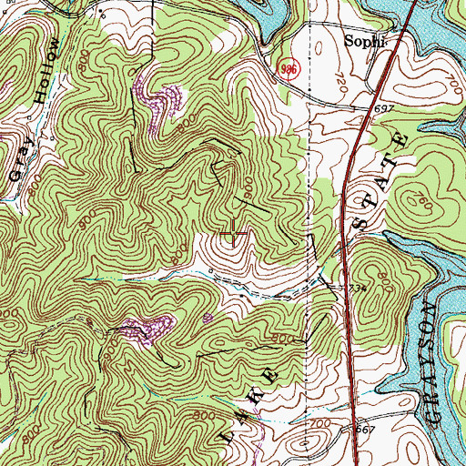 Topographic Map of Klein Post Office (historical), KY